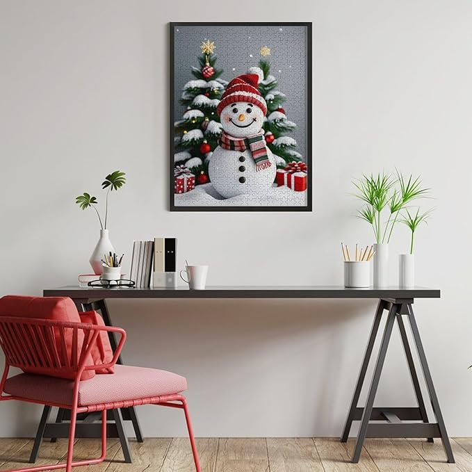 Wooden Puzzles for Adults 500 Pieces, Christmas Winter Snowman, Each Piece is Unique and Perfectly Put Together, are Special Home Decorations, Fun Puzzles, Party Games, Family Toys
