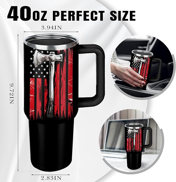 Retired Firefighter Gifts for Men Women, Retired Fireman Stainless Steel Tumbler Cup 40 oz, Retirement Birthday Gifts for Fireman, Being A Retired Firefighter is An Honor Insulated Mug