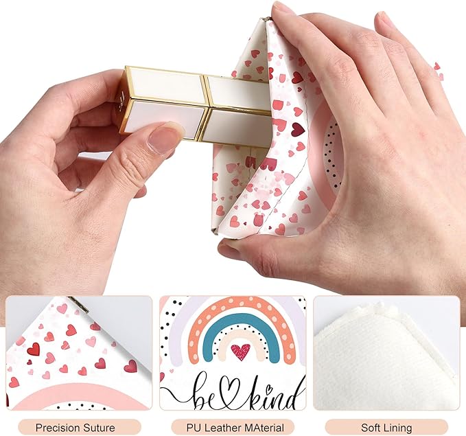 2Pcs PU Leather Small Squeeze Coin Purse Pouch Mini coin Bag Unique And Cute Wallet Cosmetic Bags Change Bag For Women Girls Men （Heart and Rainbow1
