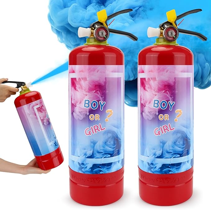 Giant Gender Reveal Fire Extinguisher 2 Packs, Gender Reveal Ideas, Baby Boy Reveal Party Ideas for Gender Reveal Decorations with 2.3ib Powder (Blue)