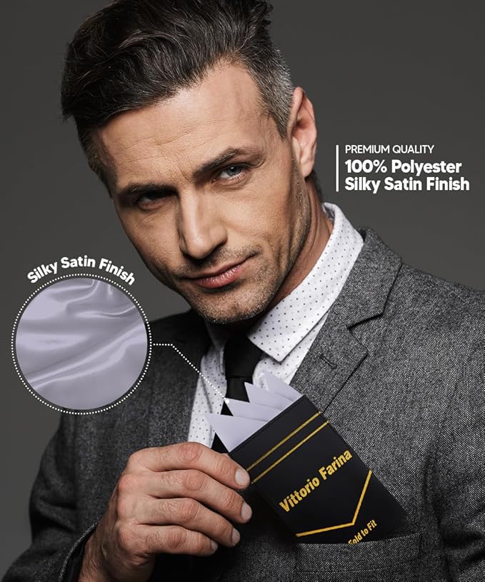Premium Pre-Folded Four-Point Suit Pocket Square for Men with Sewn Pocket Fold