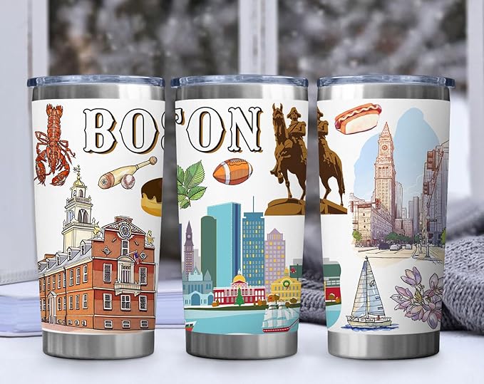 City Tumbler for City Lover,20oz Double Wall Vacuum Insulated Stainless Steel Coffee Cups (Boston)