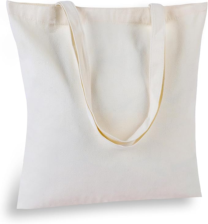 FF Sgdfc 2 Pcs Canvas Tote Bags, Natural Color Tote Bags 15 x 16 inch Sustainable Eco Friendly reusable, for Grocery Bags, DIY Gift Bags, Shopping Bags (Natural Colour)