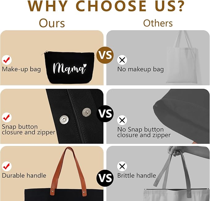 Lamyba New Mom Gifts, Mama Bag Tote with Makeup Bag, Cool Gifts for Mom to be/Expecting Mom/Pregnant Women