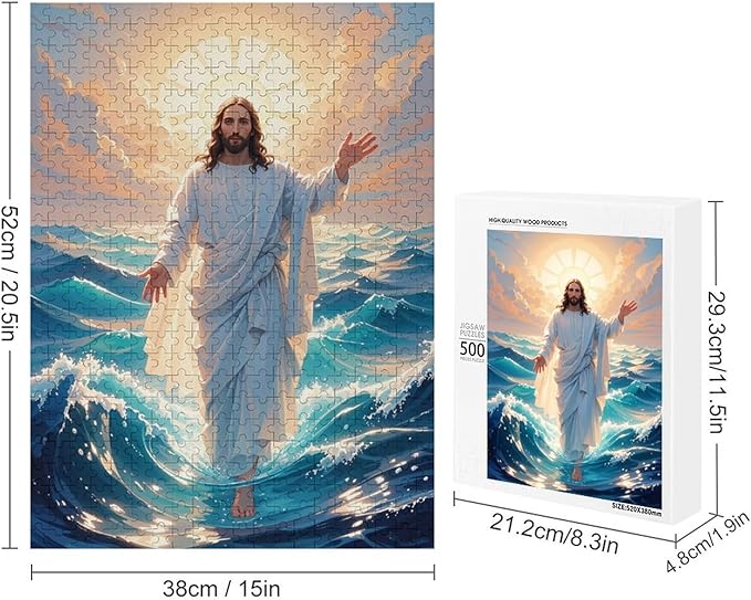 Jigsaw Puzzles for Adults 500 Piece - Jesus Walk On Sea Wooden Puzzle，Unique Gifts for Wall Art ，Family Puzzles，Educational Games，Challenge Puzzles Puzzle Games
