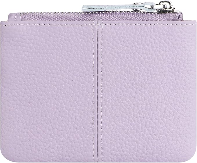 Royal Bagger Genuine Leather Women's Coin Purse - RFID Blocking Small Wallet, Casual Zipper Change Pouch for Daily Use 3200 (Light Purple)