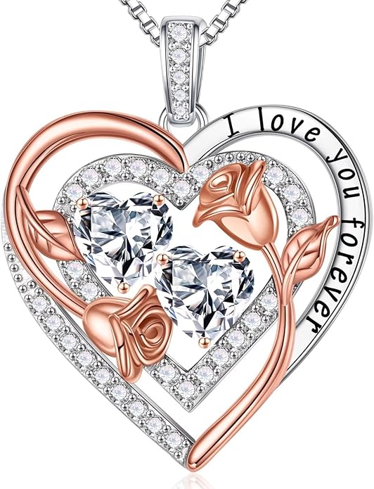 Iefil Valentines Day Gifts for Her - Sterling Silver Birthstone Necklace Anniversary Birthday Gifts for Her Wife Mom Daughter