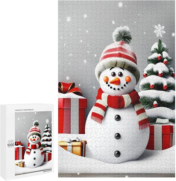 Wooden Puzzles for Adults 1000 Pieces, Christmas Winter Snowman, Each Piece is Unique and Perfectly Put Together, are Special Home Decorations, Fun Puzzles, Party Games, Family Toys