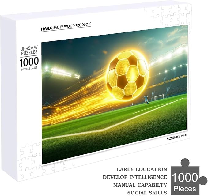 Wooden Puzzle - Football Soccer Ball Jigsaw Puzzles，Wooden Puzzles for Adults 1000 Pieces Challenge Puzzles，Educational Games，Family Puzzles，Unique Gifts for Wall Art