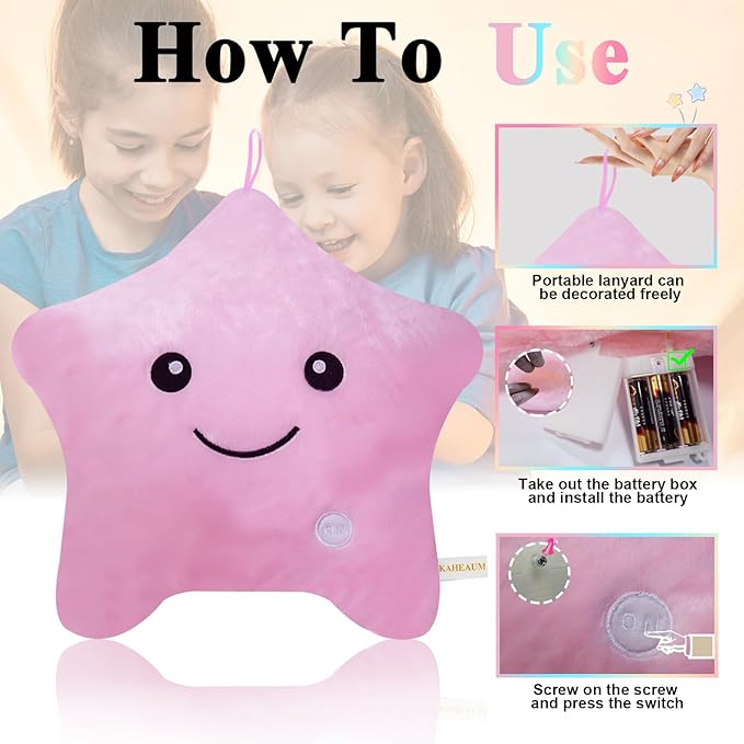 Decorative Throw Pillows for Bed Home Decor Living Room Sofa Chair Car Christmas Holiday Birthday Gifts, Cute Soft Hugging Plush Star Throw Pillow Cushion, Couch Pillows with Inserts Set Pink
