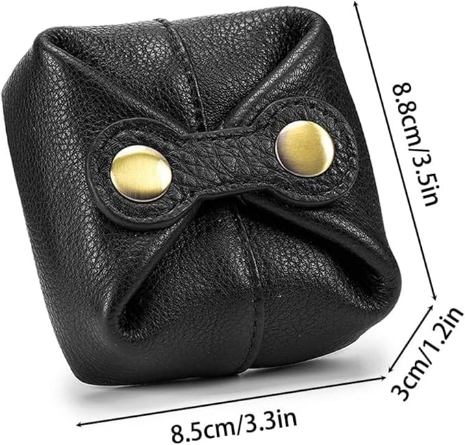 Women Genuine Leather Wallet Vintage Snap Closure Coin Pouch Slim Card Organizer (Black)