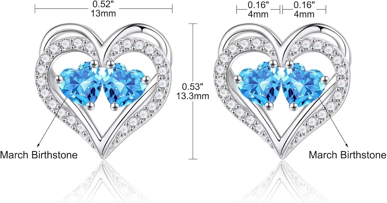 Iefil Valentines Day Gifts for Her - 925 Sterling Silver Birthstone Earrings, Anniversary Birthday Gifts for Women Wife Girlfriend Mom