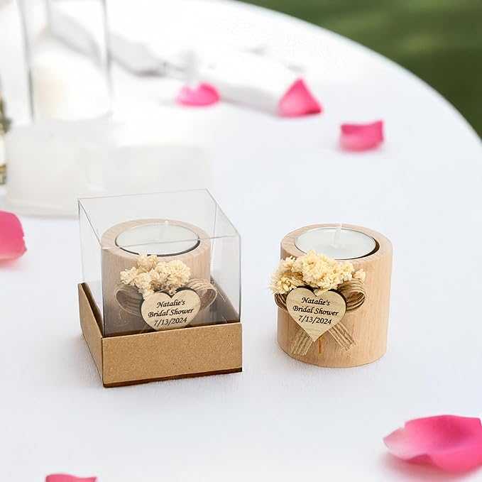50 Pcs Handmade Personalized Cylinder Candle Holders – Elegant Wedding Favors, Bridal Shower Gifts, Funeral Memorials, & Tealight Candles for Guests