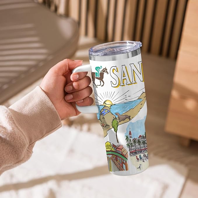 City Tumbler 40oz,Stainless Steel Water Bottle for Hot & Cold Beverages-City Gift Idea (San diego)