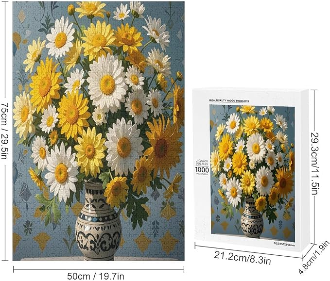 Jigsaw Puzzles for Adults 1000 Piece - Chrysanthemum Themed Wooden Puzzles，Unique Gifts for Wall Art ，Funny Puzzles，Stress Relief Games，Puzzle Games Challenge Puzzles