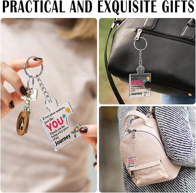 Team Appreciation Gifts for Employee Coworker Staff Bulk, Teamwork Thank You Gift Set Puzzle Piece Acrylic Keychains
