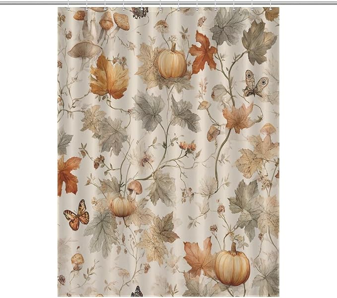 Fall Pumpkin Autumn Thanksgiving Shower Curtain Waterproof Washable Fabric Bathroom Shower Curtains for Bathroom Decorations Home Indoor Decor 53x72Inch