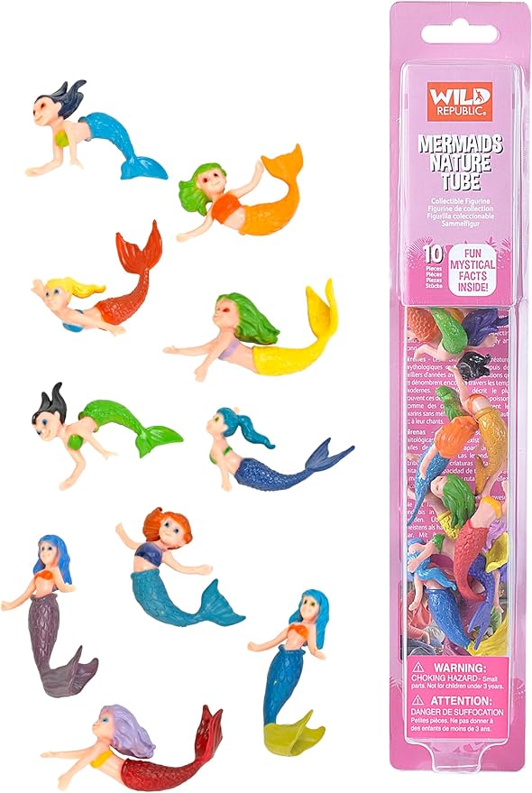 Wild Republic Mermaid Figurines Tube, Mermaid toys, Underwater, Sirens, Kids Gifts, 10-Piece