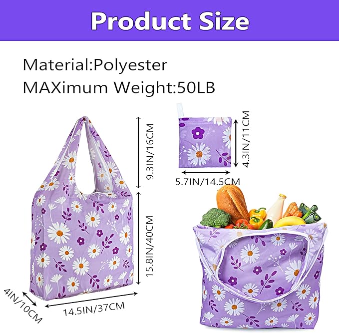 LOLOMLO 6 Pack Eco-Friendly Reusable Grocery Bags Lightweight Durable Washable Shopping Tote Foldable Outings Storage Pouch