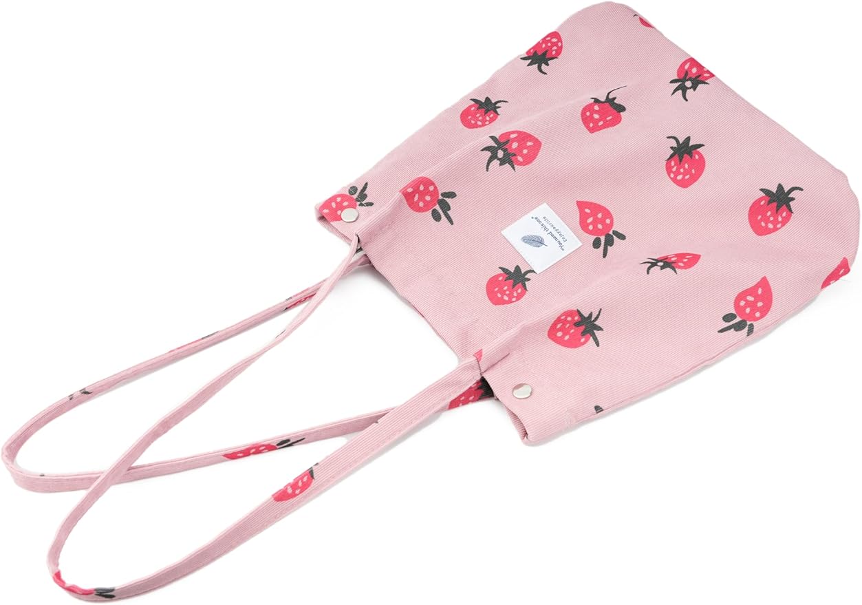 Corduroy Tote Bag Cute Tote Bags for Women Shoulder Bag with Inner Pocket for Work Beach Travel and Shopping Grocery