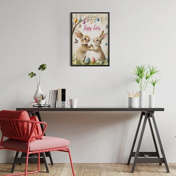 Wooden Puzzle - Easter and The Rabbit Jigsaw Puzzles，Wooden Puzzles for Adults 300 Pieces Unique Gifts for Wall Art，Challenge Puzzles，Educational Games，Family Puzzles