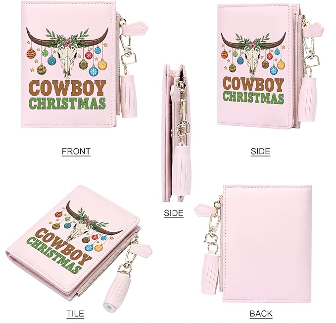 GEEAD Custom Design Small Wallets for Women Bifold Slim Coin Purse Zipper ID Card Holder for Christmas
