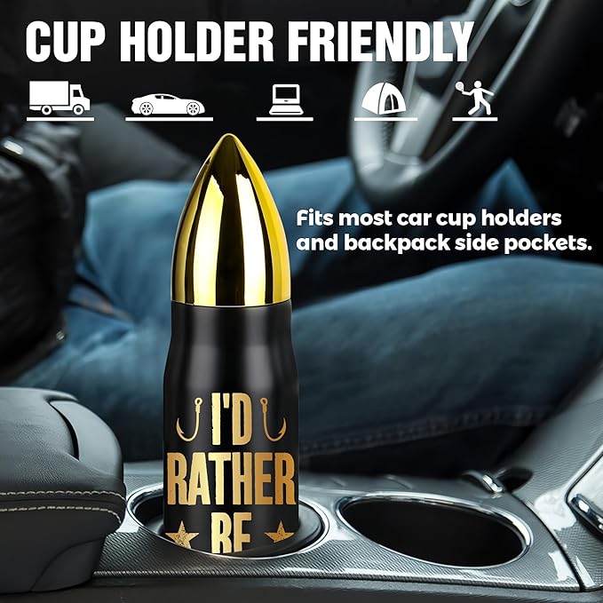 Christmas Gifts for Fishermen, I'd Rather Be Fishing Tumbler Cup Mug, Gifts for Men, Husband Dad Grandpa Friends, Christmas, Xmas - Birthday Gift for Fishing Lovers