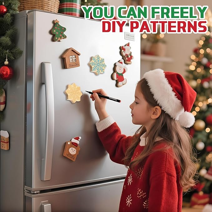 Vesici 12 Pcs Magnetic Bottle Opener 2.5in DIY Bamboo Snowflake Shape Beer Openers Wooden Fridge Magnet Refrigerator Sticker Gift for Beer Lover Wedding Guest Kitchens Bars Parties