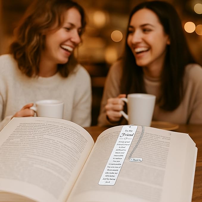 Friend Metal Bookmark for Women – Long Distance Friendship Gifts for Book Lovers, Unique Best Friend Gift for Female Friends, Sentimental Bookmark for Reading Women, Thoughtful Gifts for Friends
