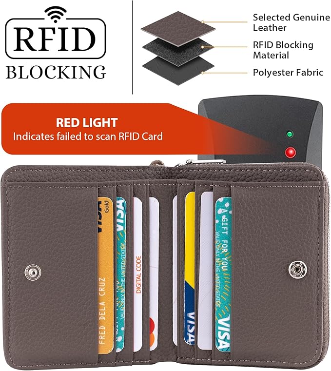Genuine Small Wallet for Women, Slim RFID Blocking Credit Card Holder with ID Window, Compact Purses for Women with 29 Card Slots