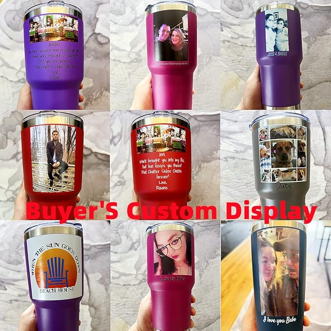 Personalized Photo 20oz 30oz Stainless Steel Tumbler,Custom Coffee Tumbler Cup With Lid And Strawstraw Vacuum Insulated With Text Photo Logo (Grey(20oz/30oz))