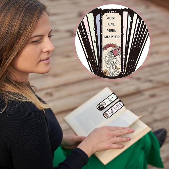 Skeleton Reading Bookmark Magnetic Gift - Wxiben 30 Pcs Gothic Skull Bookmarks Magnetic Floral Skeleton Book Marks Page Magnets Marker Clip for Women Men Students Teacher Book Lovers Bookish