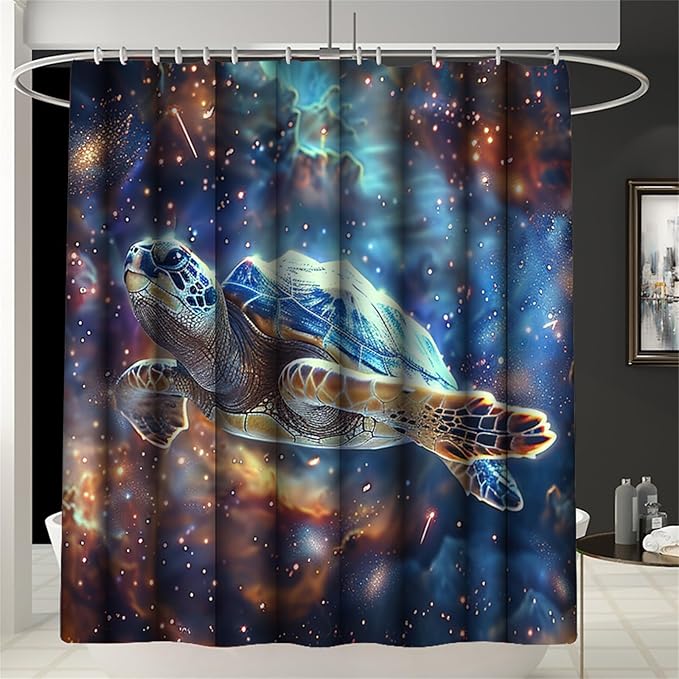 4 Pcs Turtle Shower Curtains for Bathroom Kids Shower Curtain Set Sea Turtle Shower Curtain for Room Turtle Bathroom Accessories with Rug,Toilet Cover and Bath Mat