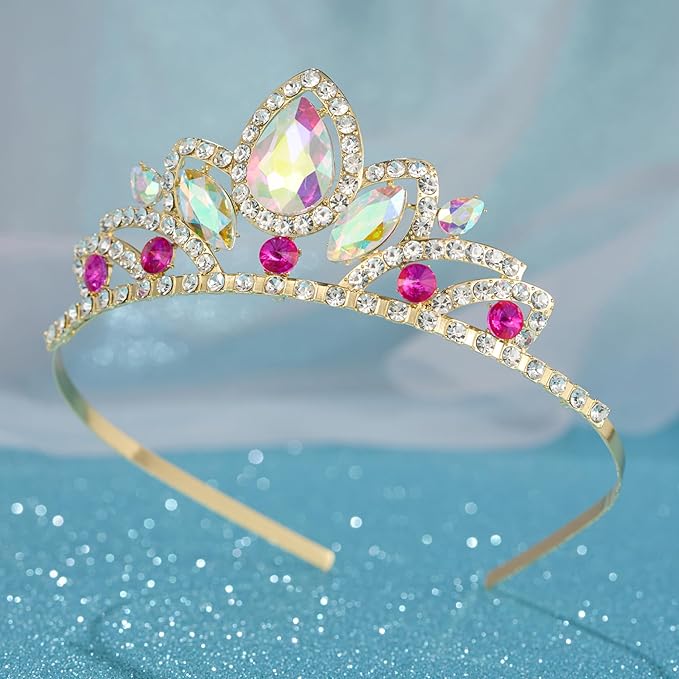 SWEETV Princess Tiara for Little Girls,Tiara Crown Headband Birthday Party Prom Costume Accessories Gift Toddler Kids Baby
