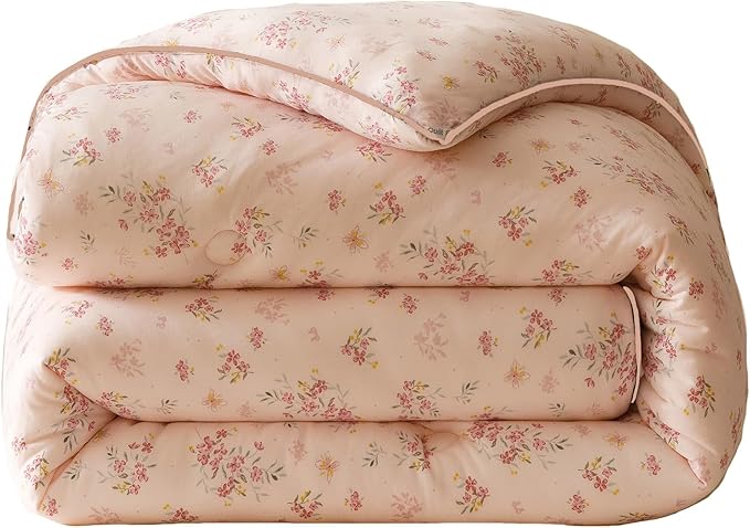3PCS Comforter Twin Size Bed Set, Ultra Soft Marshmallow Fluffy Comforter Sets, Cute Bedding Set for Kids Girls Teen, Microfiber Lightweight All Seasons Bedroom (Pink Petals)