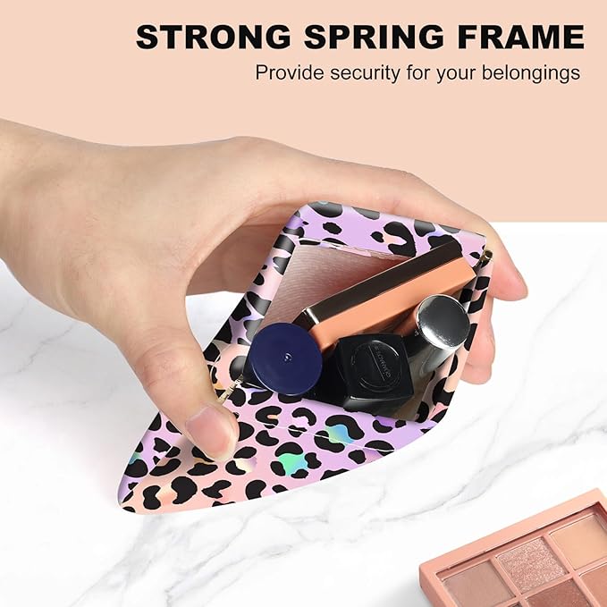 2Pcs PU Leather Small Squeeze Coin Purse Pouch Mini coin Bag Unique And Cute Wallet Cosmetic Bags Change Bag For Women Girls Men Leopard Print