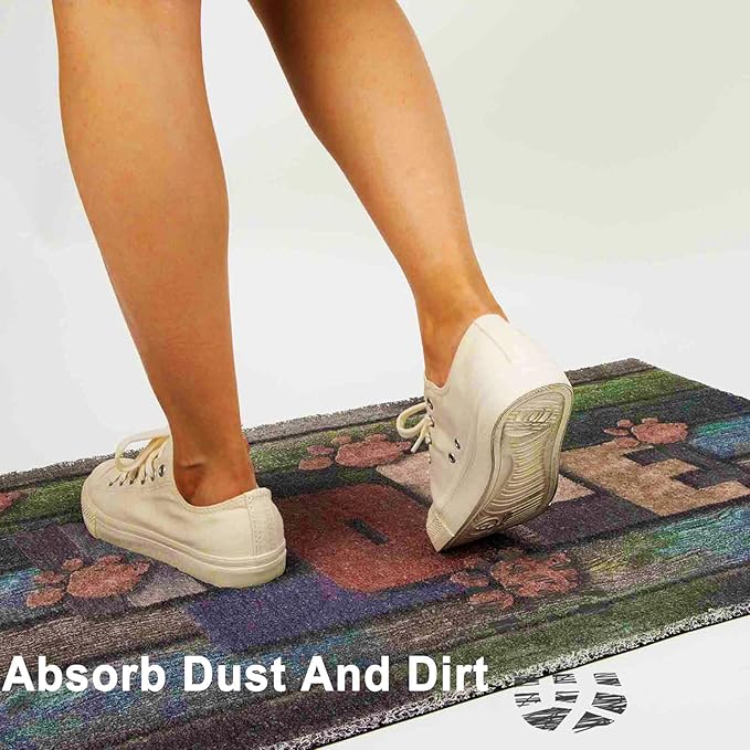 Darkyazi Colorful Doormats Entrance Front Door Rug Funny Outdoors/Indoor/Bathroom/Kitchen/Bedroom/Entryway Floor Mats，Non-Slip Polyvinyl Chloride (24"×16", Home Dog Paw)