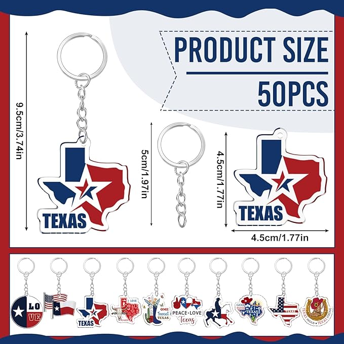 50 Pcs Texas Souvenirs Acrylic Keychain Gifts Bulk United State Keychain Boots Love Buffalo Skull Hand Travel Souvenir