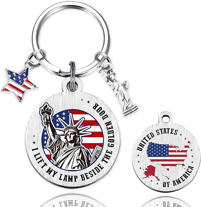 Patriots Gifts American Flag Keychain - America United States Map Keychains, Inspirational USA Souvenir Keyring for Men Women