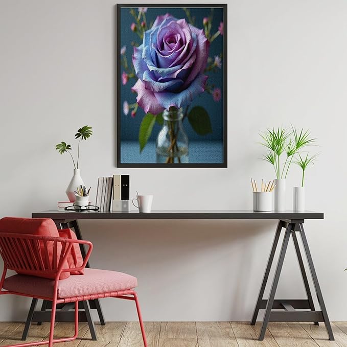 Wooden Puzzles 1000 Piece，Colored Rose Themed Jigsaw Puzzles，Funny Puzzles，Stress Relief Games，Puzzle Games Challenge Puzzles，Educational Games