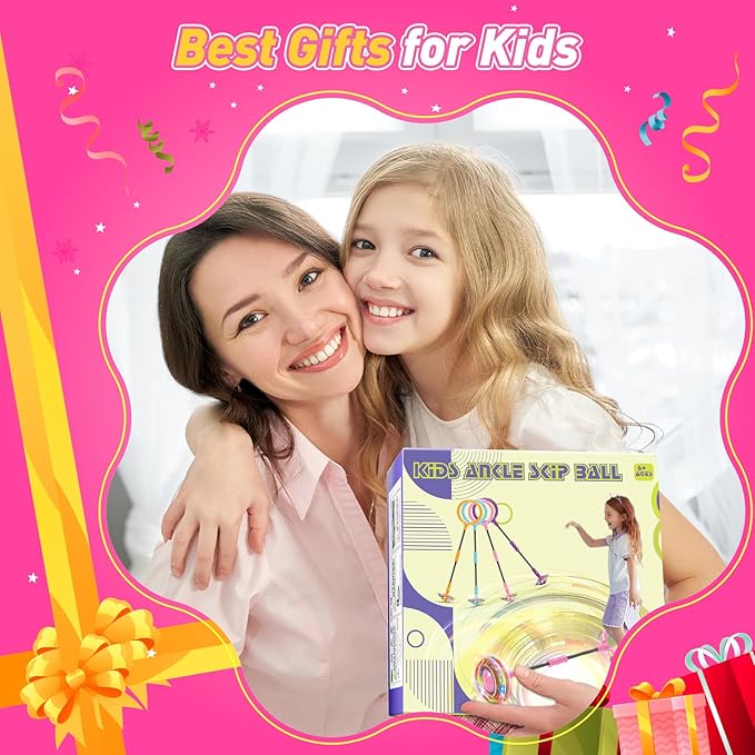 Flooyes Skip Ball for Kids, Ankle Skip Ball Toy with Counter, Timer and Cal Calculator, Girl Birthday Gifts for Age 6 7 8 9 10+, Rechargeable Colorful Flash Wheel Skip Ball for Girls Women