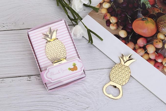 30 PCS Bottle Openers Wedding Favors Decorations, Gold Pineapple, Gift Box Party Supplies