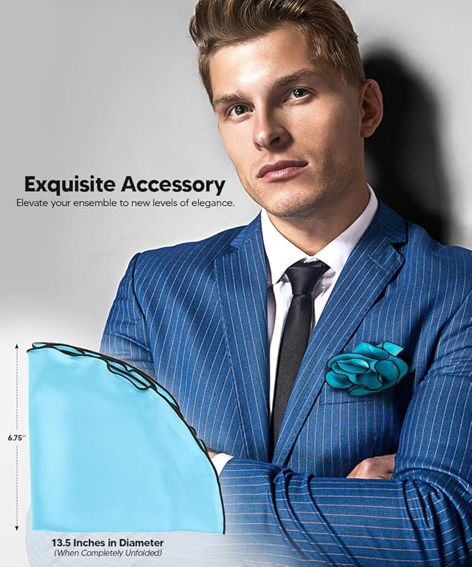 Premium Pre-Folded Four-Point Suit Pocket Square for Men with Sewn Pocket Fold