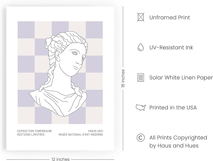 HAUS AND HUES Danish Pastel Decor, Purple Aesthetic Wall Art, Cute Room Posters, Danish Pastel Prints (Unframed, 12x16)