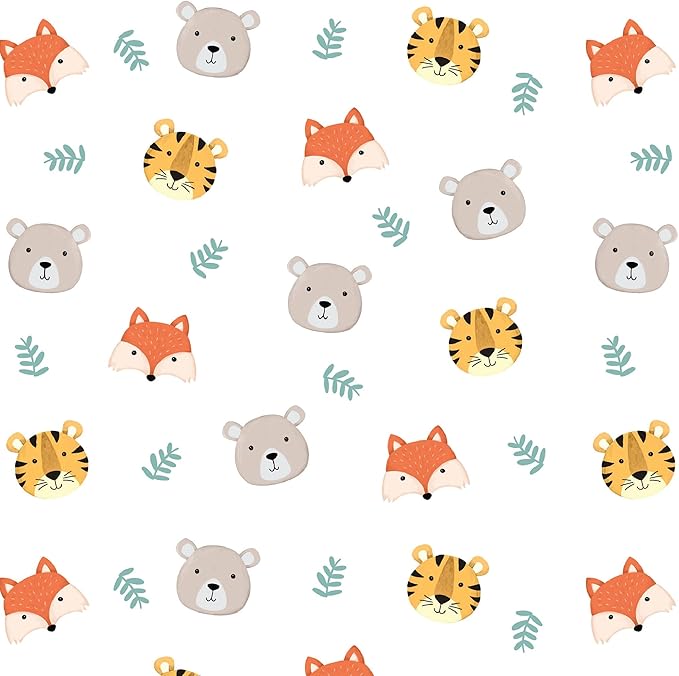 Kids Organic 100% Viscose Derived from Bamboo Sheet Set | Twin or Full Size Fitted Bed Sheets | Oeko-Tex Certified | Cute Toddler Bedding for Girls & Boys Tiger Bear Fox Full
