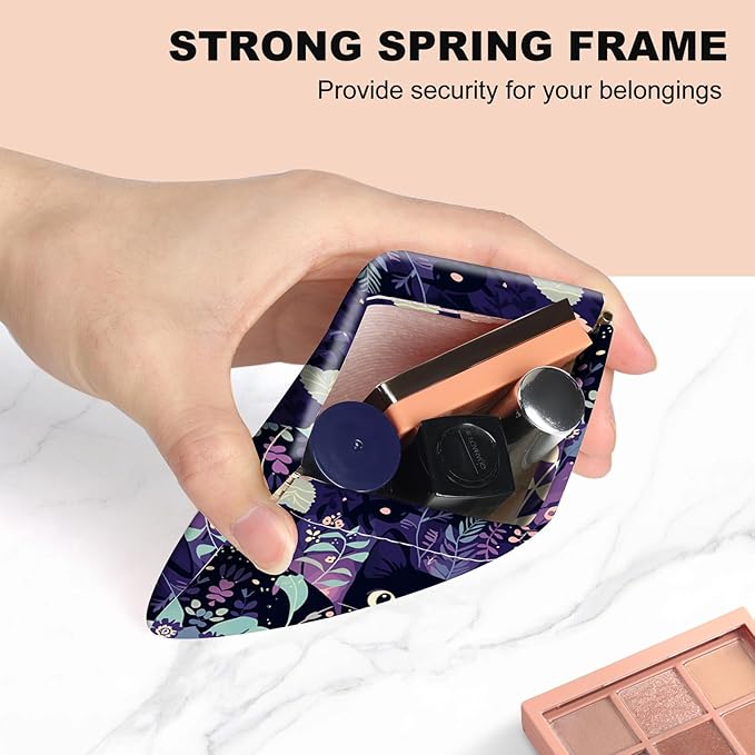 2Pcs PU Leather Small Squeeze Coin Purse Pouch Mini coin Bag Unique And Cute Wallet Cosmetic Bags Change Bag For Women Girls Men （Flowers and Cats 3