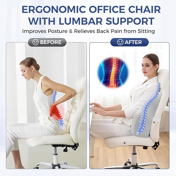 Memory Foam Lumbar Support Pillow for Back Pain Relief, Ergonomic Design, Orthopedic Cushion