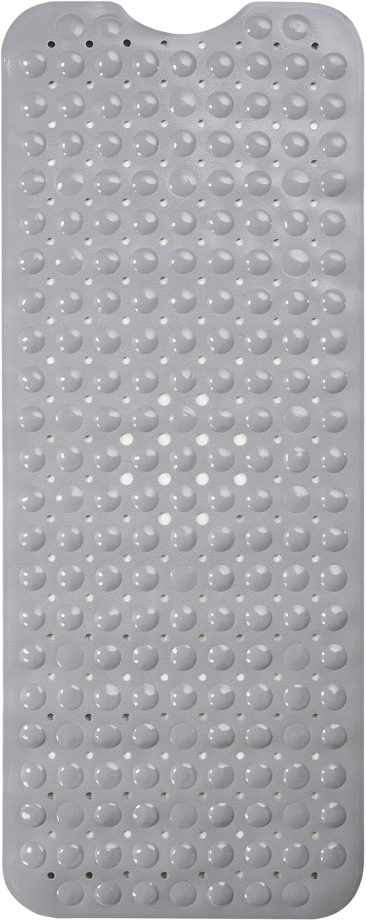 ENKOSI Large Non Slip Bathtub & Shower Mat - Extra Long 40 x 16 Inch, Anti Slip Bathmats for Bathroom Tub (40x16 Grey 1-Pack)