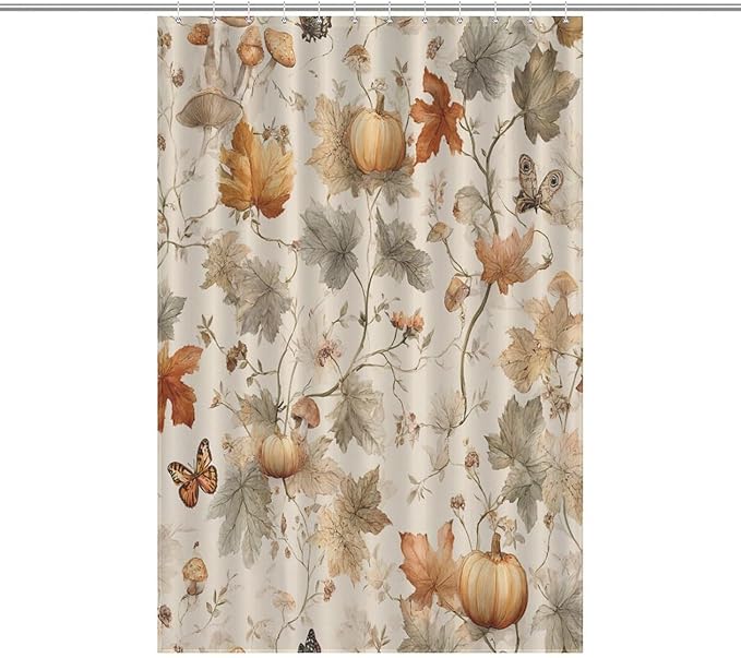 Fall Pumpkin Autumn Thanksgiving Shower Curtain Waterproof Washable Fabric Bathroom Shower Curtains for Bathroom Decorations Home Indoor Decor 47x72Inch