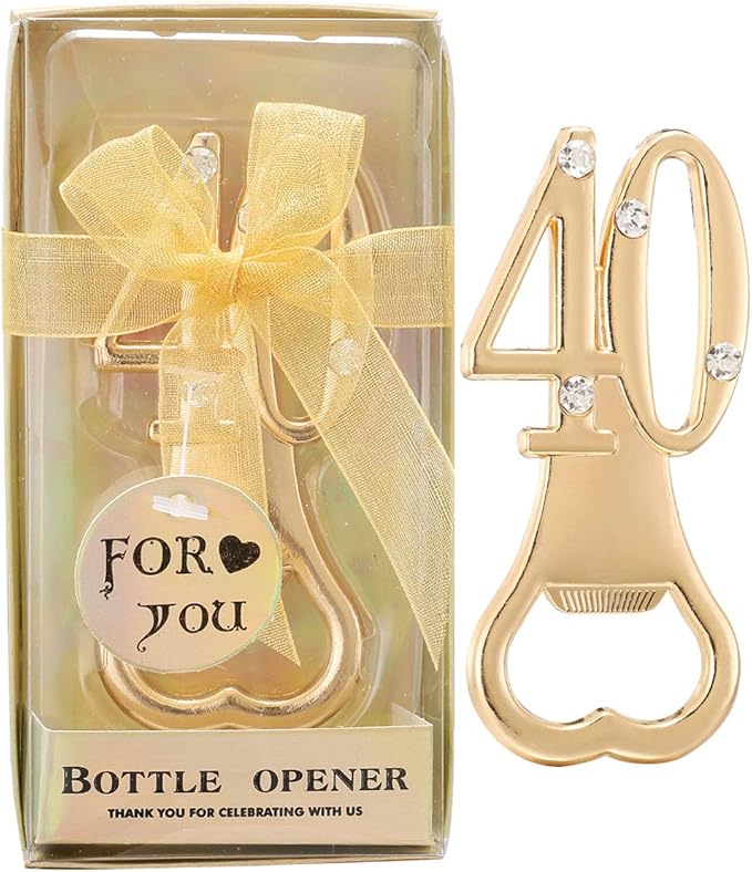 Set of 24 Gold 40th Birthday Party Favors Bottle Openers